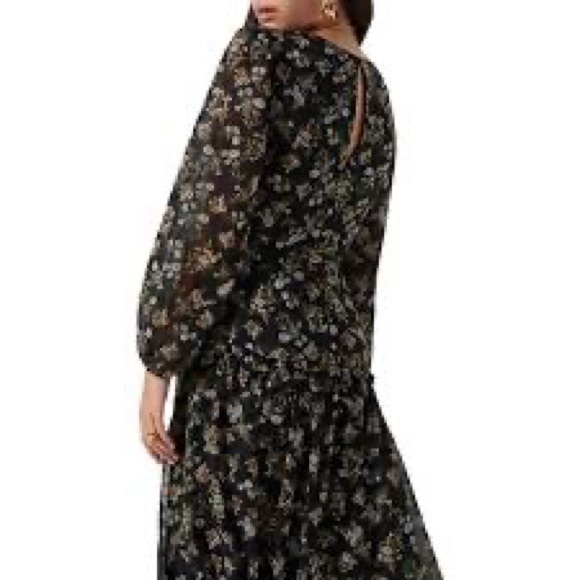 ASTR the label Floral Black Midi dress with slit and balloon sleeves - Picture 2 of 6